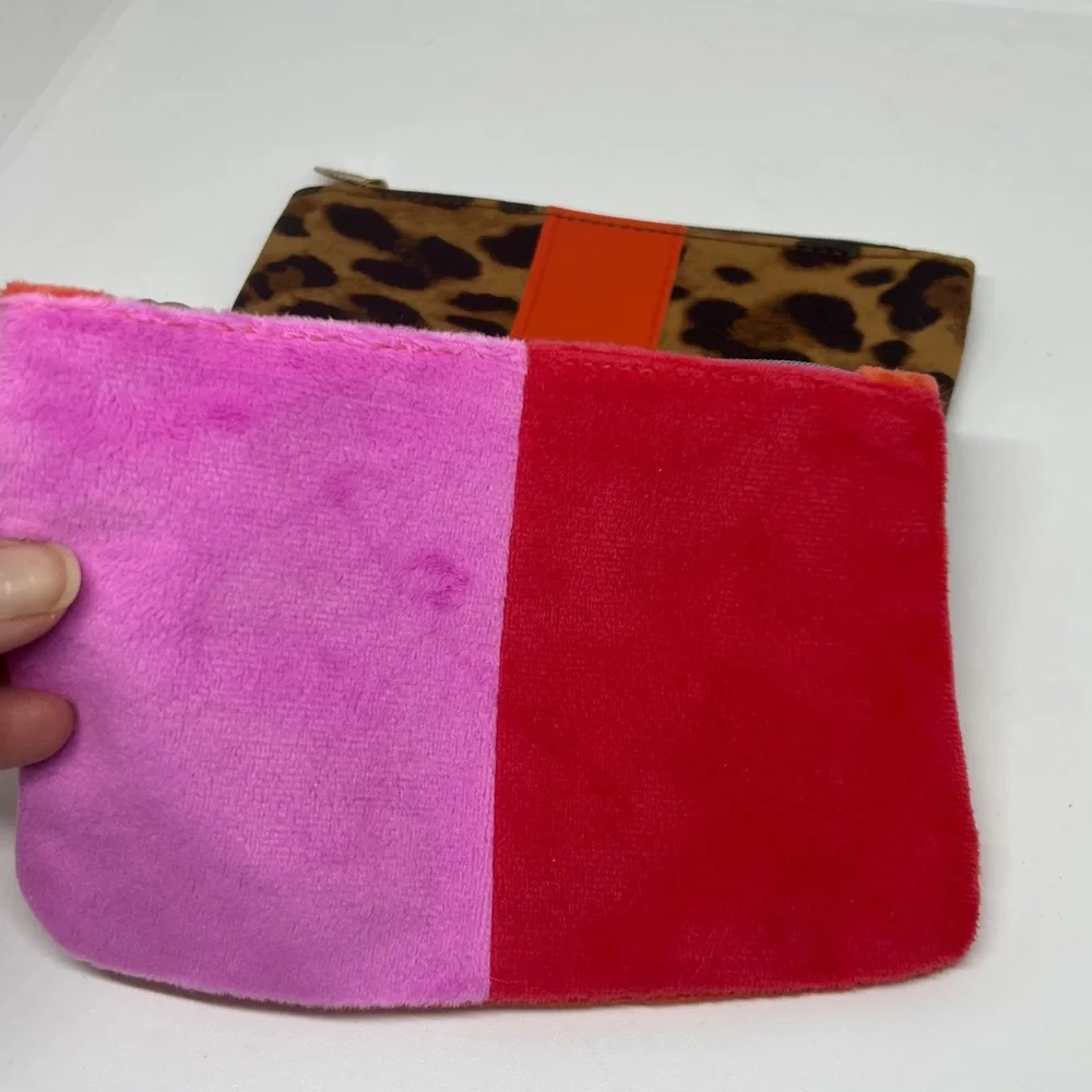 New Leopard Print and Color Block Pink & Orange Ipsy Makeup Bags.